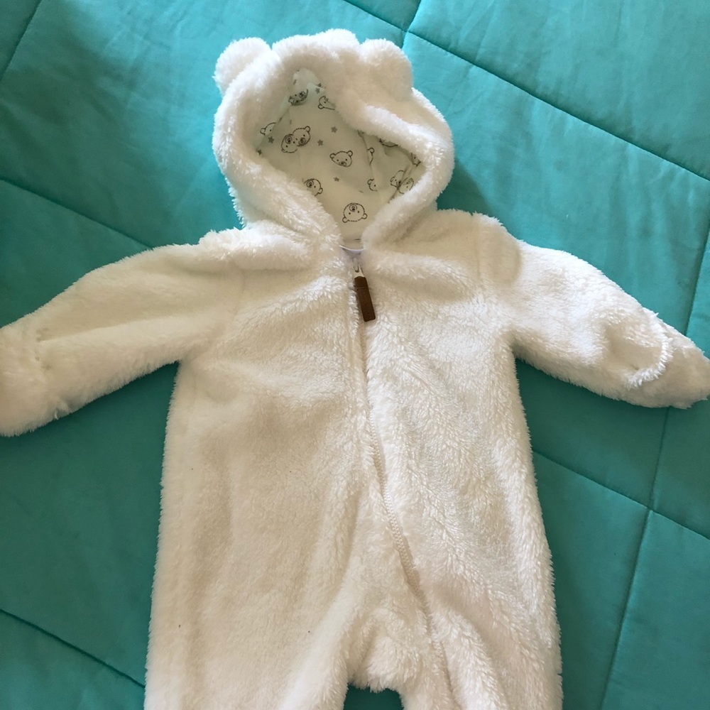 Fluffy white bodysuit super warm brand new